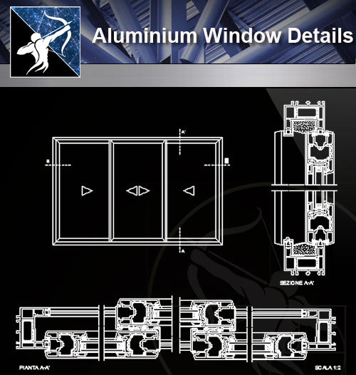 aluminum windows details cad
